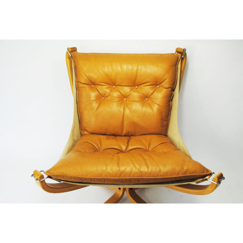 Fauteuil lounge vintage Scandinave "Falcon" et son ottoman, Sigurd RESSELL - 1970