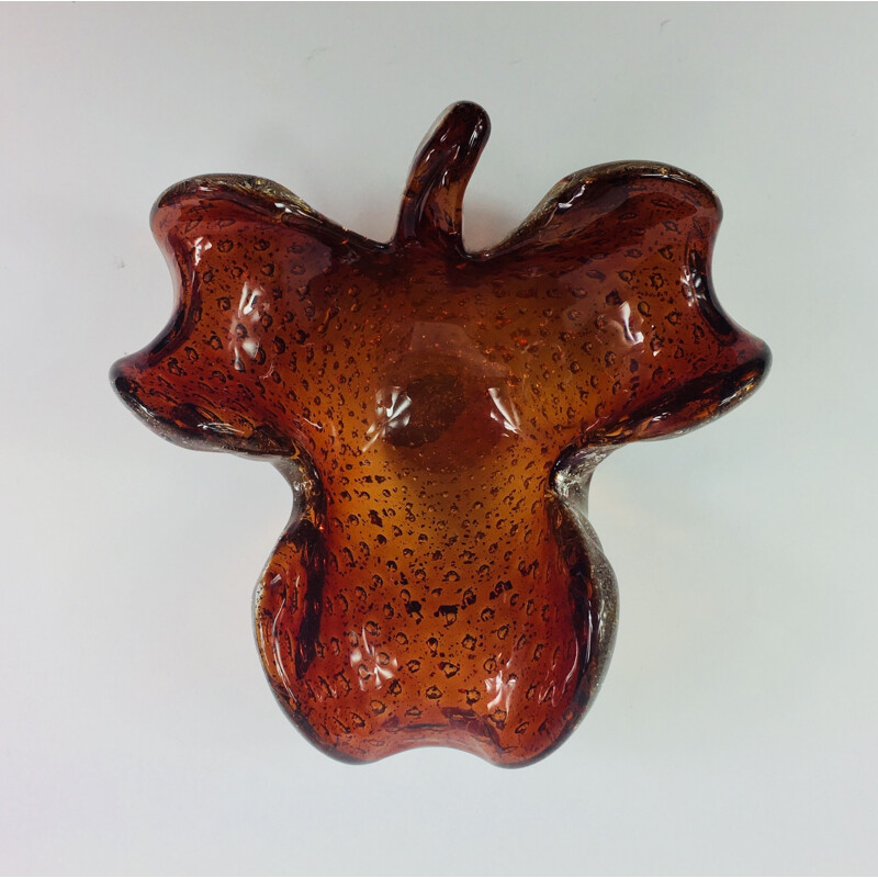 Vintage Murano Glass Clover Shaped Bowl from Fratelli Toso 1950