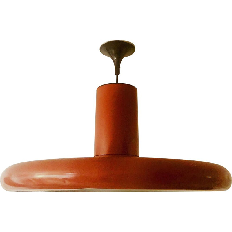 Vintage Lita chandelier in lacquered metal in brick colour 1960 