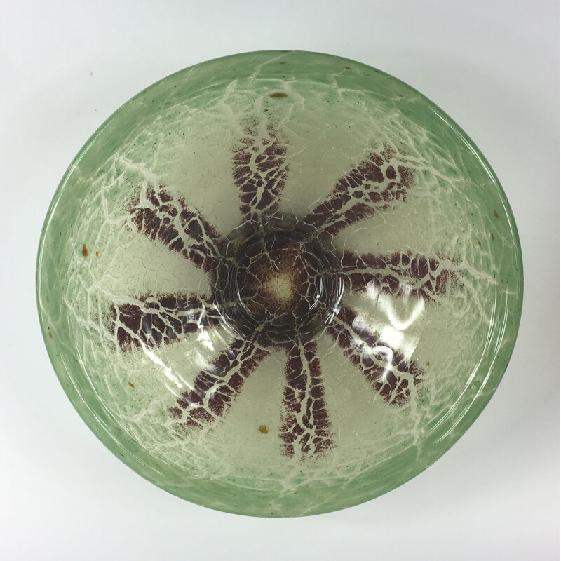 Large vintage Glass Model Ikora Bowl by Karl Wiedmann for WMF, 1930s