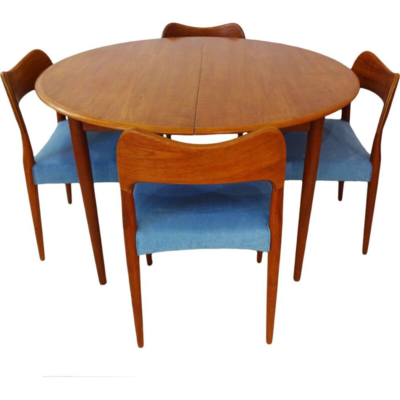 Ensemble de table et chaises de salle à manger vintage en teck par Arne Hovmand Olsen pour Mogens Kold 1960