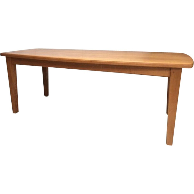 Vintage solid blond oak dining table oblong shape