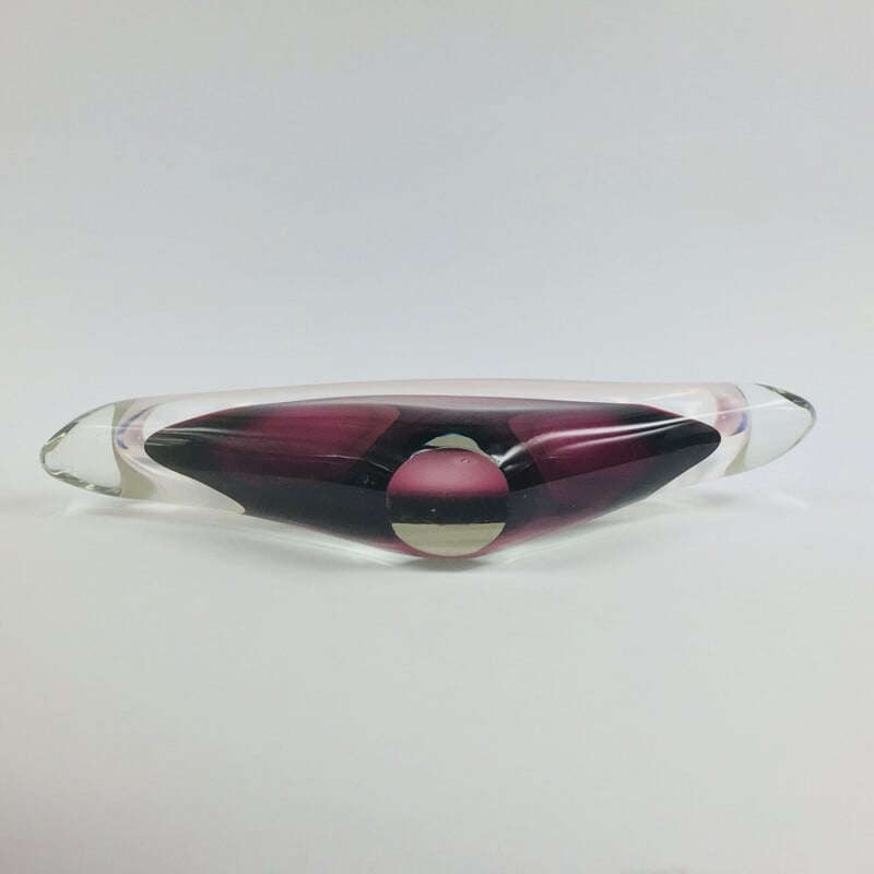 Large Vintage Glass Coquille Centerpiece by Paul Kedelv for Flygsfors, 1950s