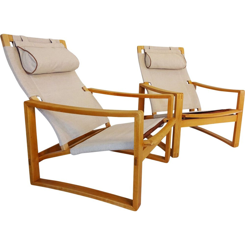 Pair of danish Mid Century "Safari" lounge chairs by Børge Jensen & Sønner