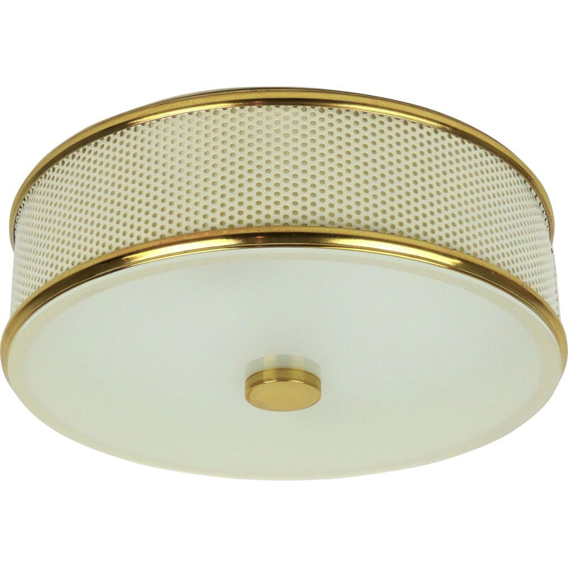 Vintage round Lunel metal ceiling light 1950 