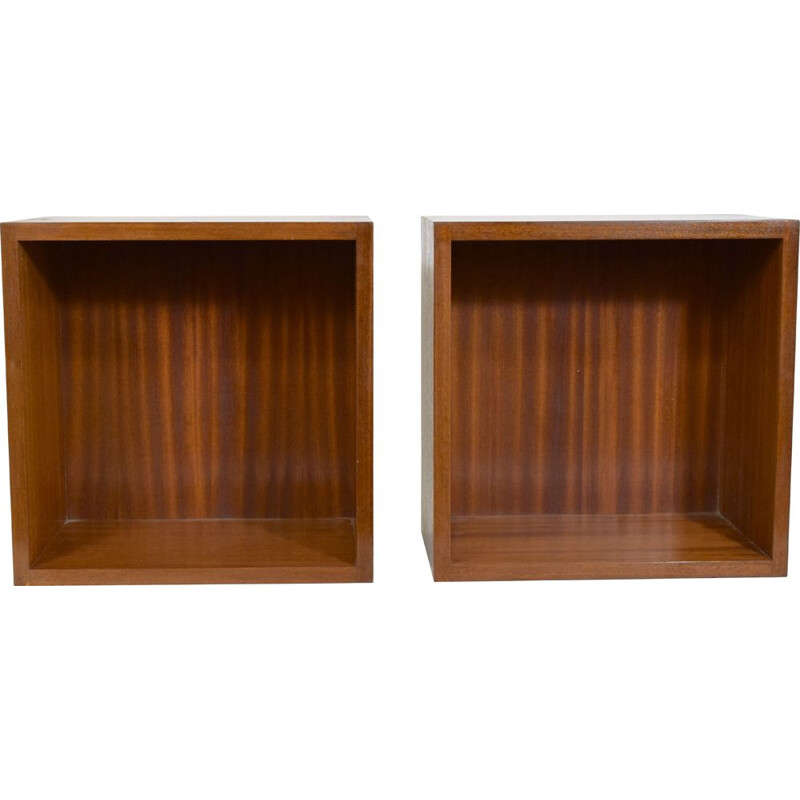 Pair of vintage 1960's Scandinavian teak bedside wall shelves