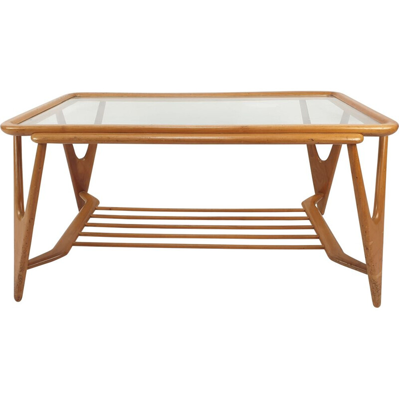 Vintage walnut coffee table by Cesare Lacca, Italy 1950