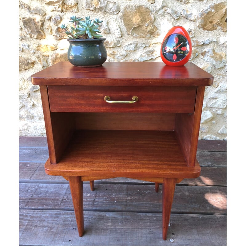 Vintage Spindle-foot bedside table 1970's