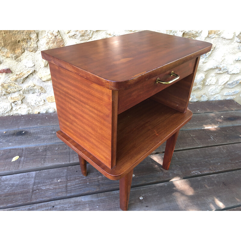 Vintage Spindle-foot bedside table 1970's