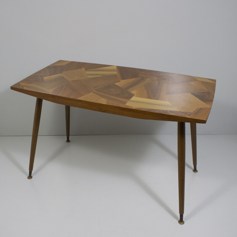 Vintage-Patchwork-Tisch, Holzmosaik 1950