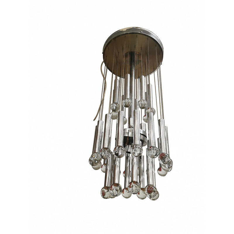 Vintage Pendant chandelier with Murano glass by Gaetano Sciolari, 1960s