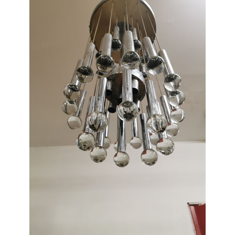 Vintage Pendant chandelier with Murano glass by Gaetano Sciolari, 1960s