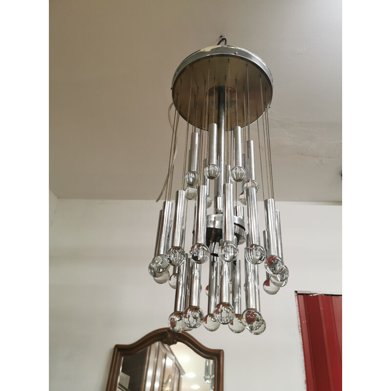 Vintage Pendant chandelier with Murano glass by Gaetano Sciolari, 1960s