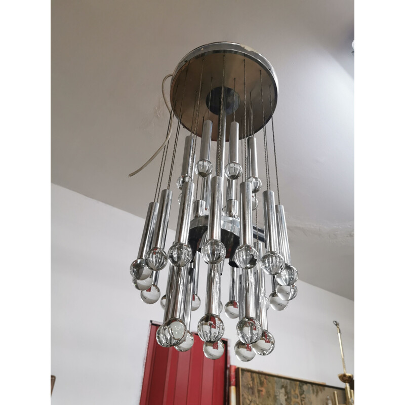 Vintage Pendant chandelier with Murano glass by Gaetano Sciolari, 1960s