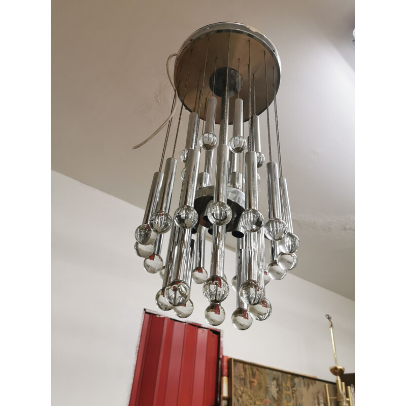 Vintage Pendant chandelier with Murano glass by Gaetano Sciolari, 1960s