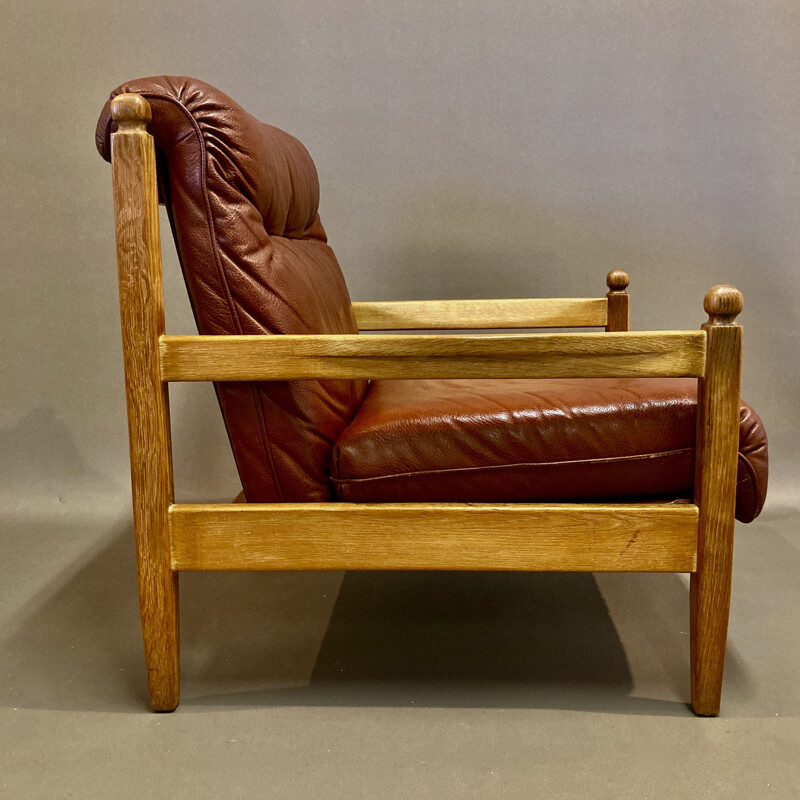 Vintage Armchair and ottoman leather 1950's