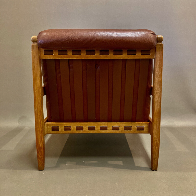 Vintage Armchair and ottoman leather 1950's