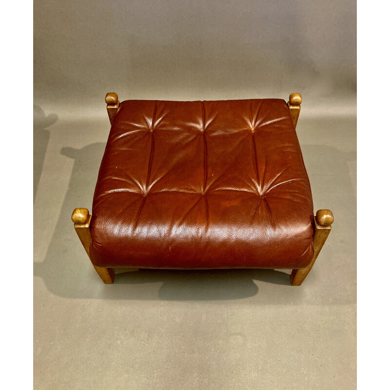 Vintage Armchair and ottoman leather 1950's