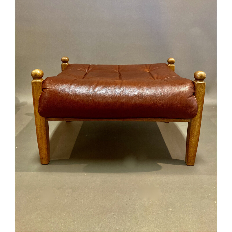 Vintage Armchair and ottoman leather 1950's