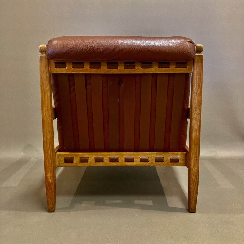 Vintage leather armchair Oak 1950