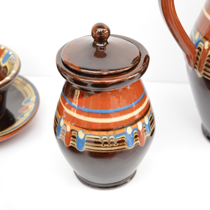 Vintage coffee service,Stoneware  Bulgaria 1970s