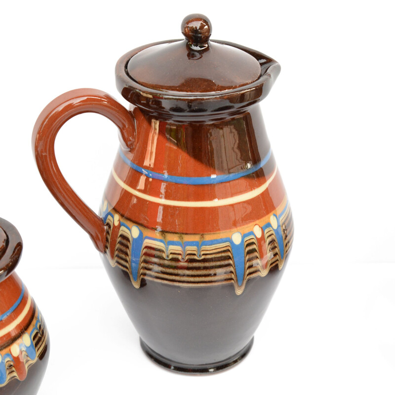 Vintage coffee service,Stoneware  Bulgaria 1970s