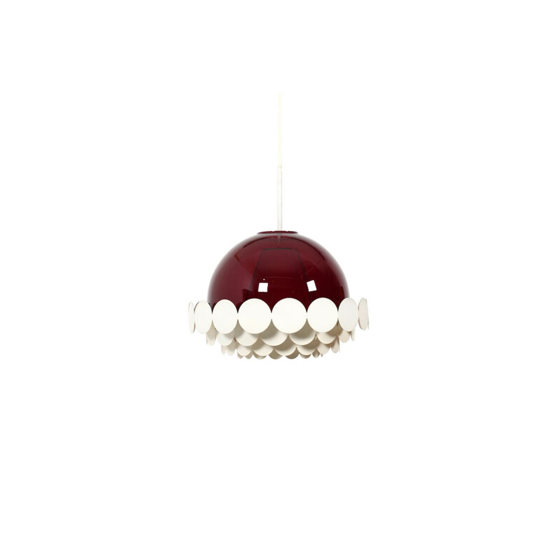 Vintage Doria Pendant Light with Burgundy-Red Glass Lampshade 1960s