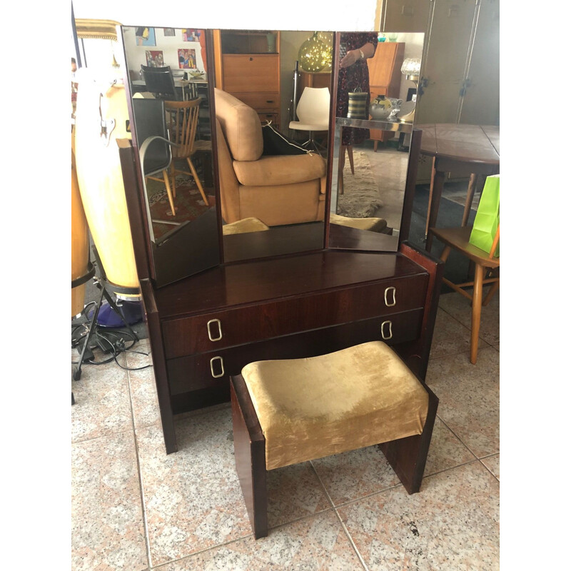 Vintage dressing table with 2 drawers and matching stool