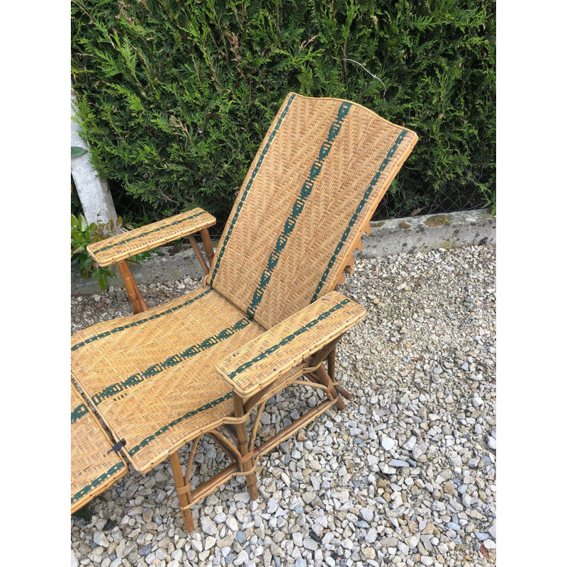 Vintage rattan lounge chair 1920 