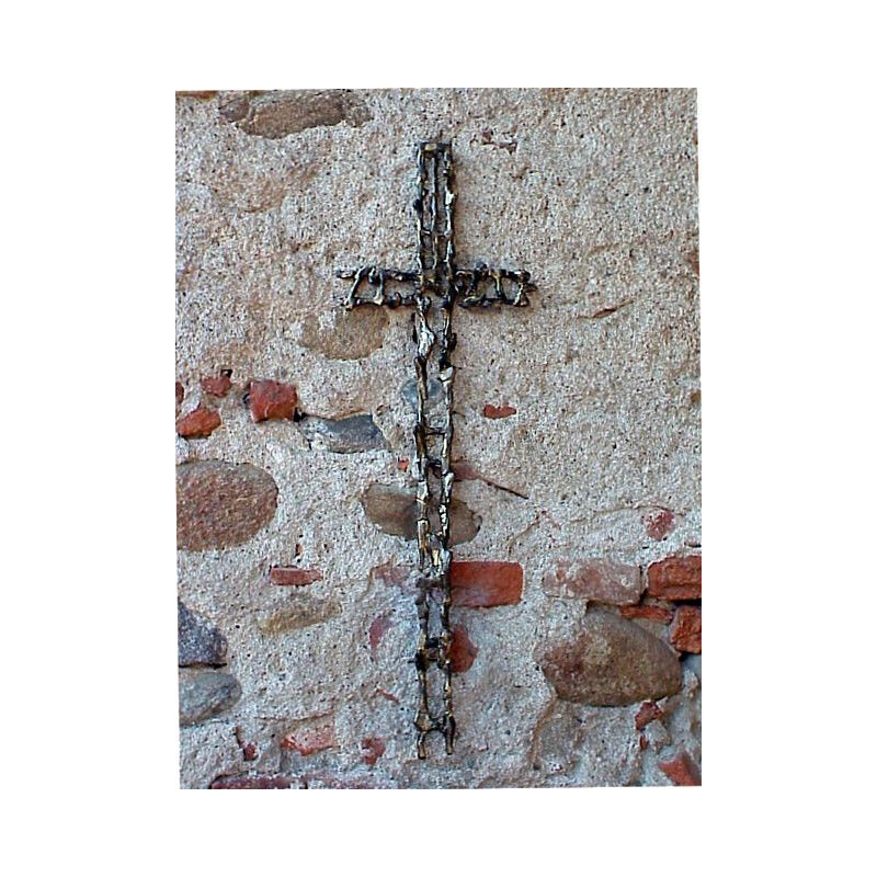 Vintage crucifix unique work Attilio Biancardi sculpture in iron Italy 1970 