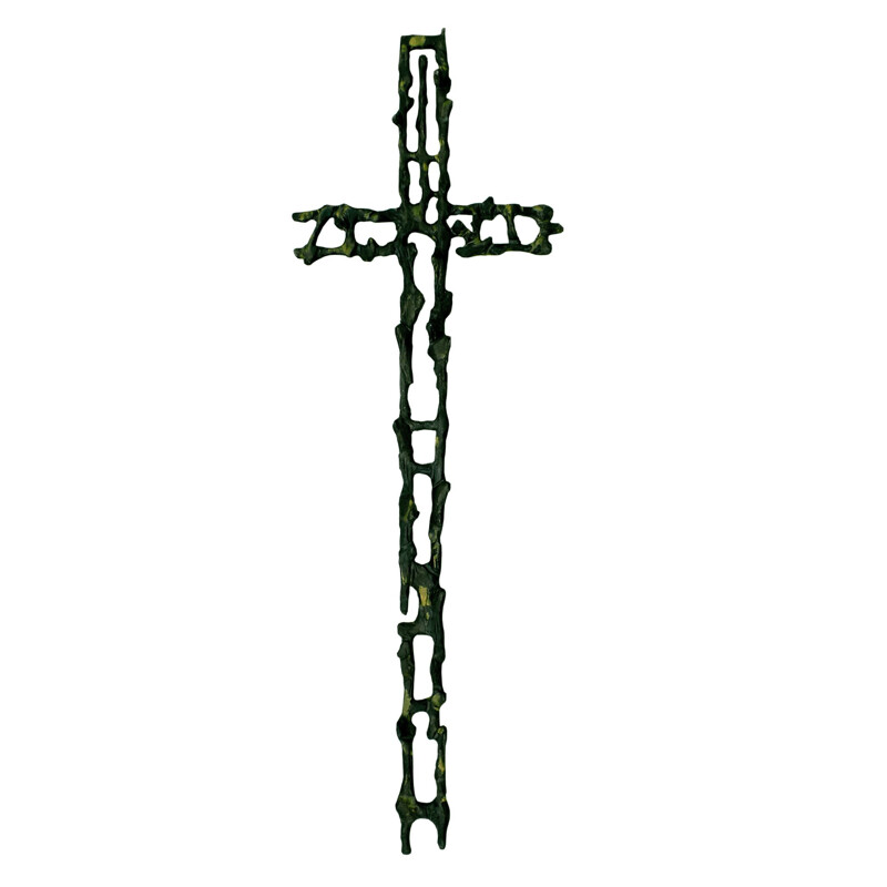 Vintage crucifix unique work Attilio Biancardi sculpture in iron Italy 1970 