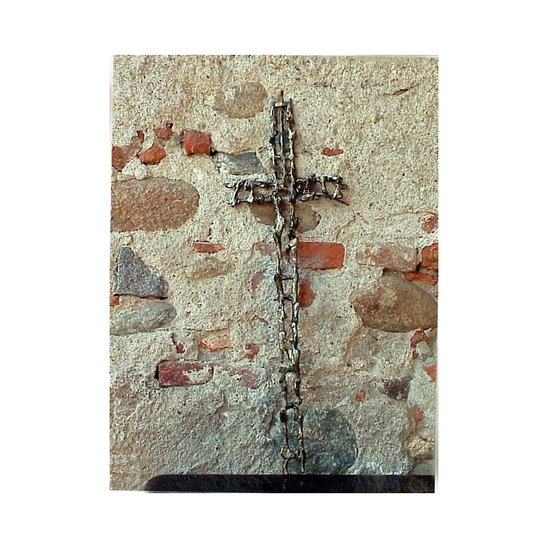 Vintage crucifix unique work Attilio Biancardi sculpture in iron Italy 1970 