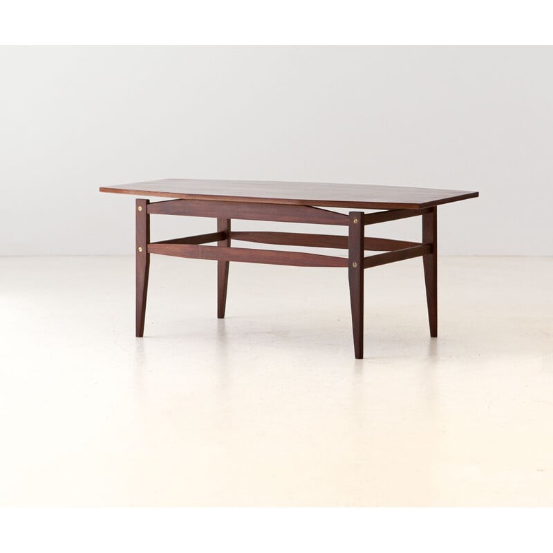 Vintage Mahogany Wood Coffee Table,Italian 1950s