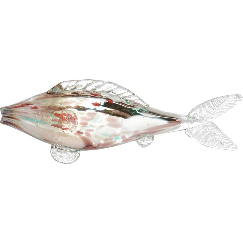 Vintage Hand-made glass fish, Millefiori, Poland, 1970s