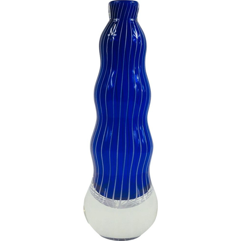 Vintage blue Glass Vase from Kosta, 1950s
