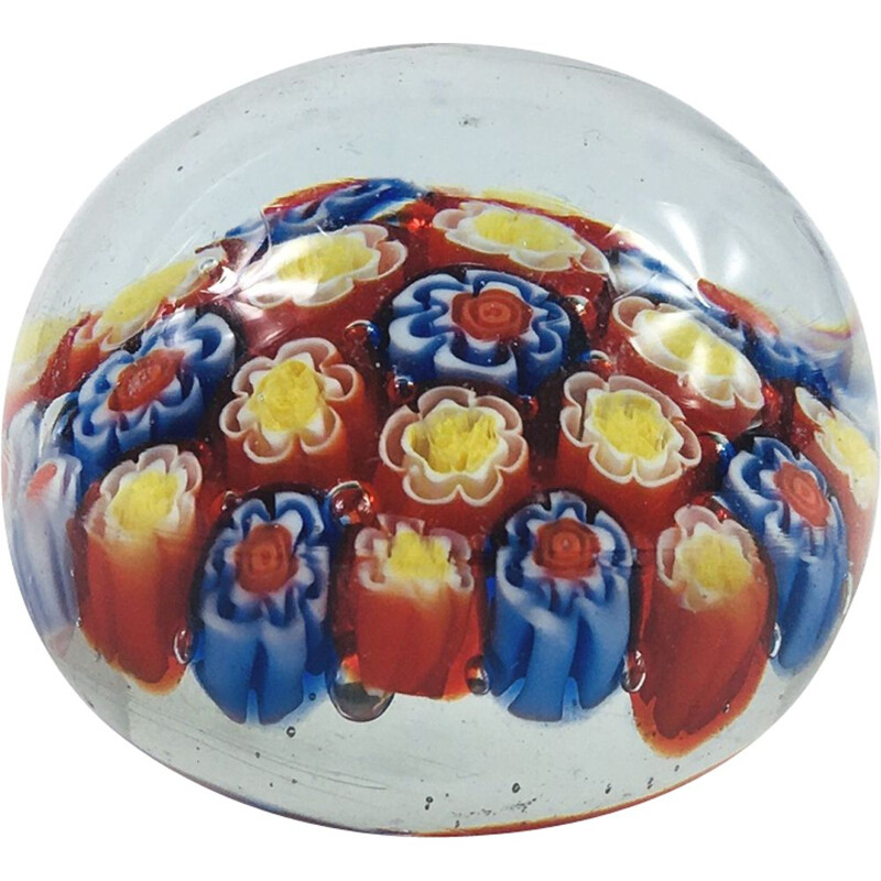 Vintage Murano Glass Millefiori Paperweight, Italy 1950s