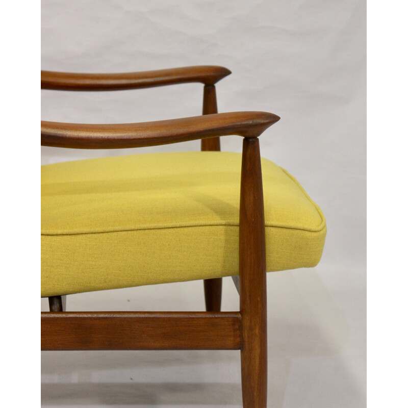 Vintage armchairs GFM-87 Juliusz Kedziorek yellow fabric 1960