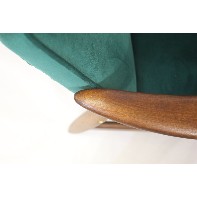 Vintage armchairs GFM-87 Juliusz Kedziorek green velvet fabric 1960