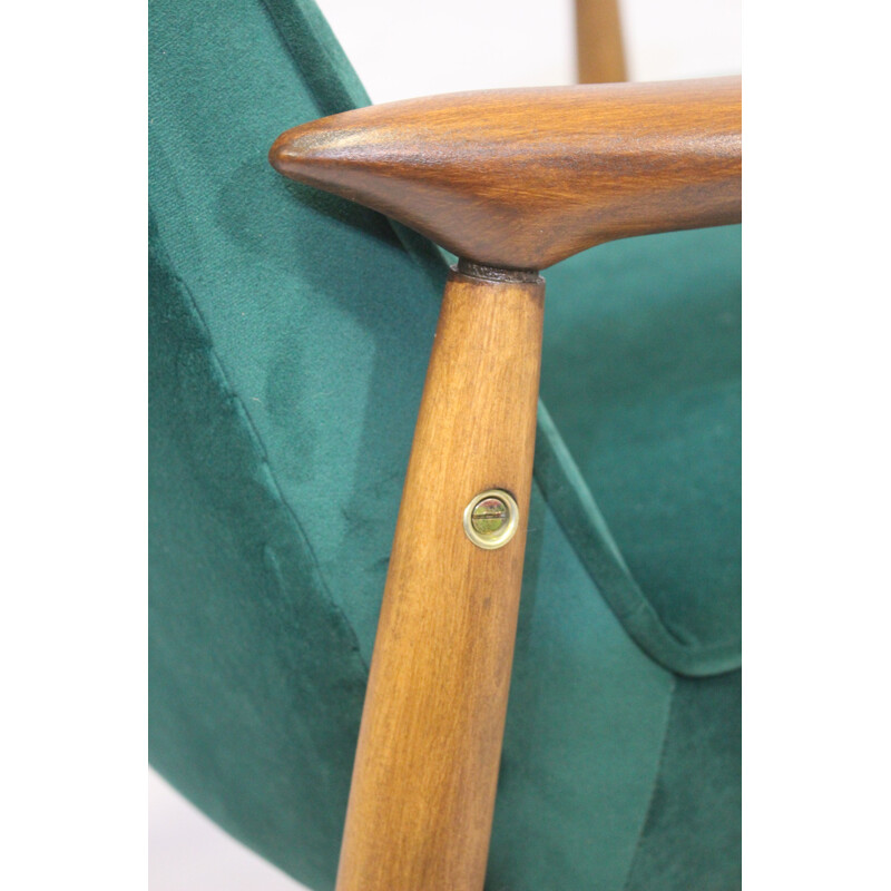 Vintage armchairs GFM-87 Juliusz Kedziorek green velvet fabric 1960