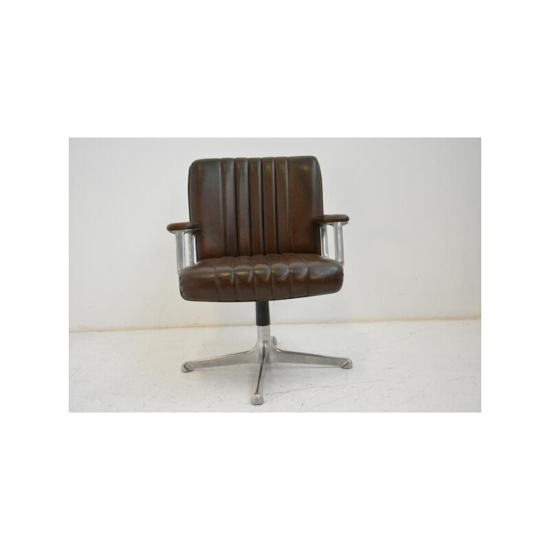 Tecno armchair in brown leather, Osvaldo BORSANI - 1960s