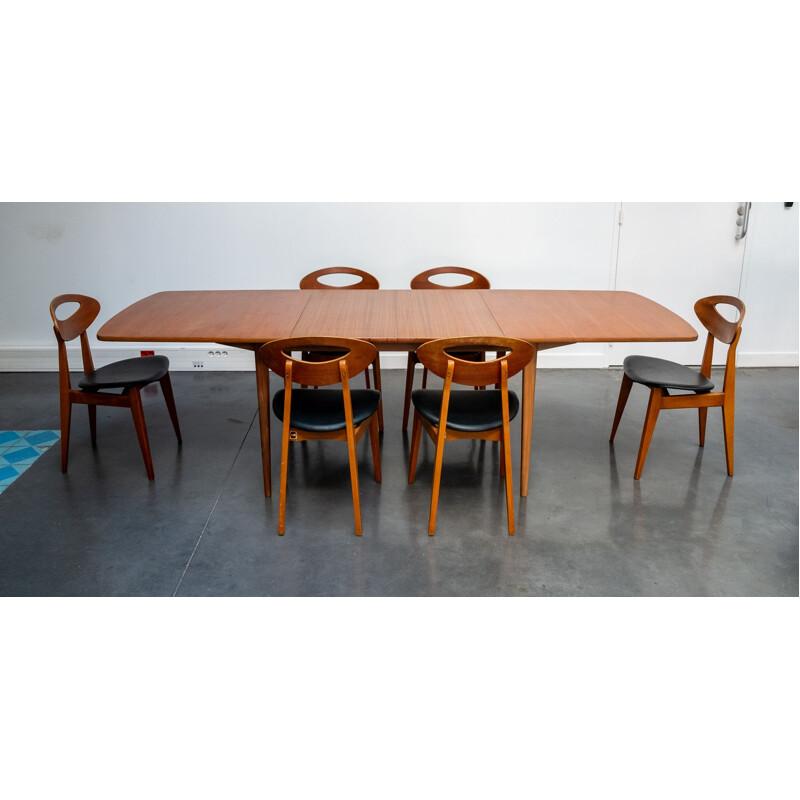 Vintage table and set of 6 chairs by Roger Landault for Sentou France