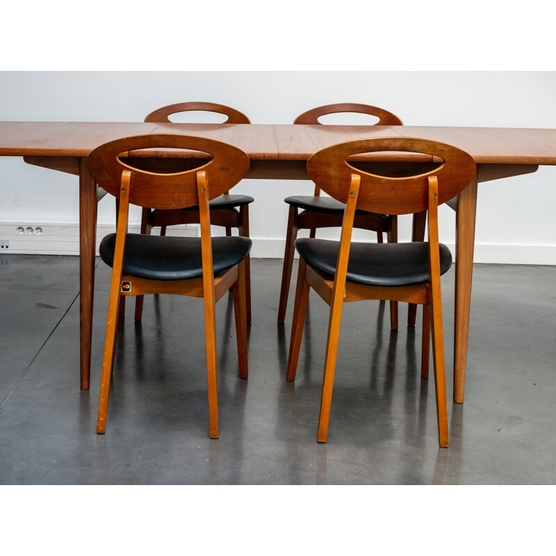 Table et Set de 6 chaises vintage par Roger Landault pour Sentou