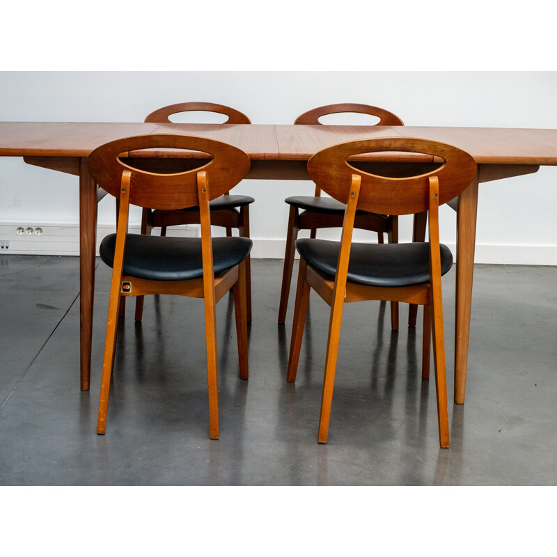 Vintage table and set of 6 chairs by Roger Landault for Sentou France