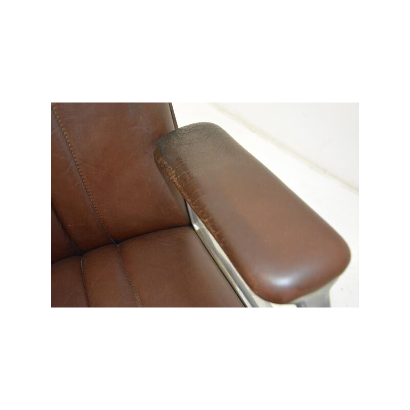 Tecno armchair in brown leather, Osvaldo BORSANI - 1960s