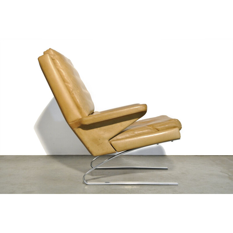 Vintage Leather swing chair by Reinhold Adolf & Hans Jürgen Schröpfer for COR Sitzmöbel, Germany 1960s