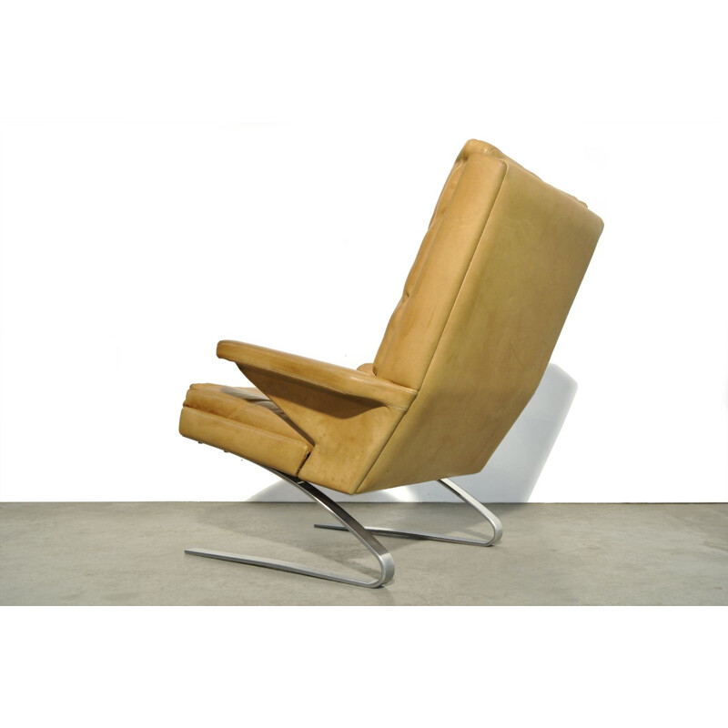 Vintage Leather swing chair by Reinhold Adolf & Hans Jürgen Schröpfer for COR Sitzmöbel, Germany 1960s