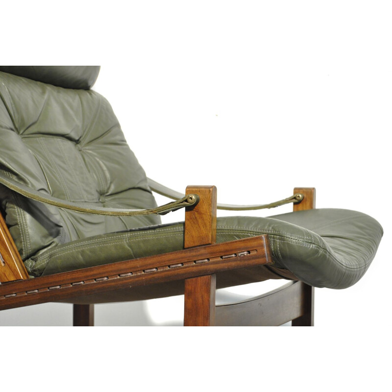 Vintage Easy Hunter safari armchair by Torbjørn Afdal for Bruksbo, Norway 1960s 