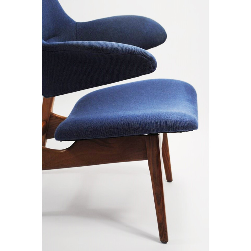 Wébé blue armchair in teak, Louis VAN TEEFFELEN - 1960s