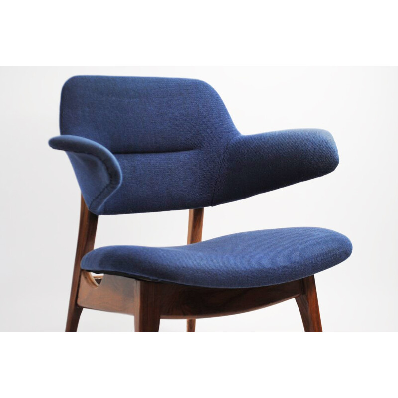 Wébé blue armchair in teak, Louis VAN TEEFFELEN - 1960s