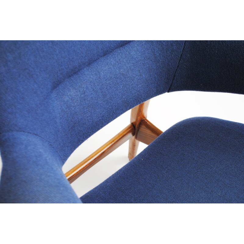 Wébé blue armchair in teak, Louis VAN TEEFFELEN - 1960s